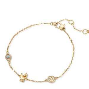 Kate Spade Gold Bracelet with Heart and Gem Accents